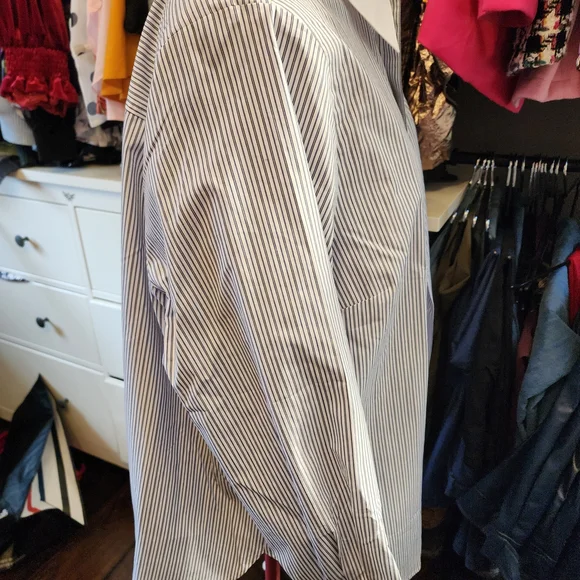 Penningtons Navy and White Striped Dress Shirt - Picture 2 of 3